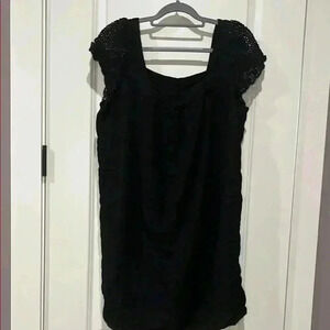 Old Navy Black Sheath Dress with Ruffled Cap Sleeve